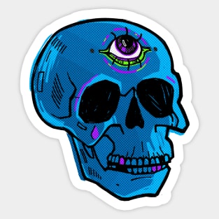 Third Eye Blue Skull Sticker